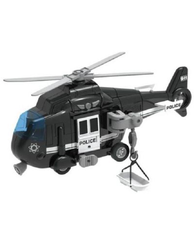 Jucărie pentru copii Raya Toys - Elicopter de poliție, negru - 1