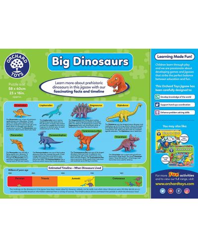 Puzzle pentru copii Orchard Toys - Dinozauri mari, 50 piese - 2