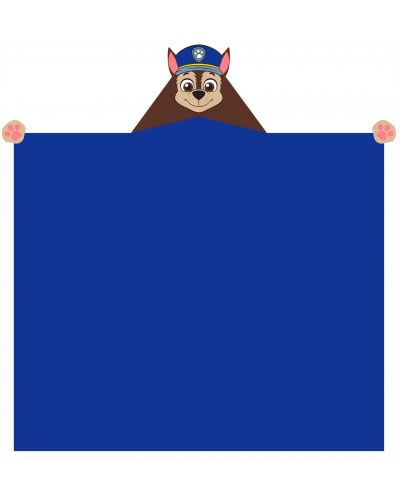 Pătură pentru copii cu glugă 3D Sonne - Chase Paw Patrol, 110 x 140 cm, albastră  - 1