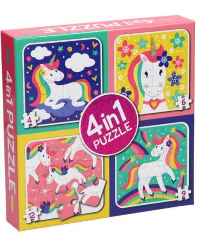 Puzzle pentru copii Win Holland 4 în 1 - Unicorni - 1
