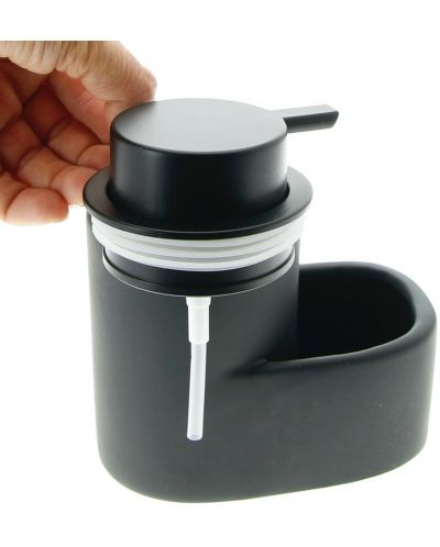 Dozator de săpun lichid cu suport pentru burete Hit - 13.5 cm, negru - 3