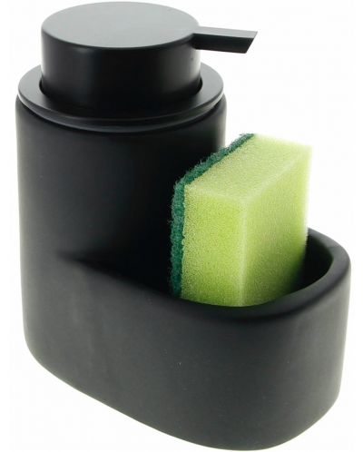 Dozator de săpun lichid cu suport pentru burete Hit - 13.5 cm, negru - 6