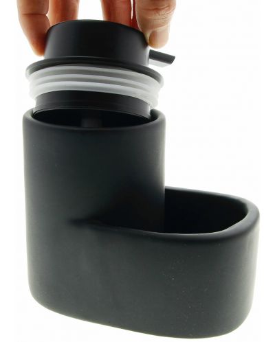 Dozator de săpun lichid cu suport pentru burete Hit - 13.5 cm, negru - 4