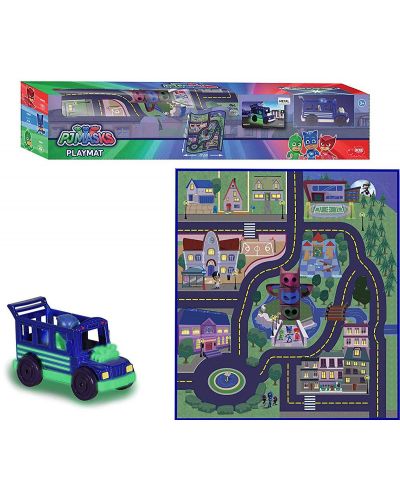 Jucarie pentru copii Dickie Toys PJ Masks - Teren de joaca, cu autobuzul ninja de noapte - 1