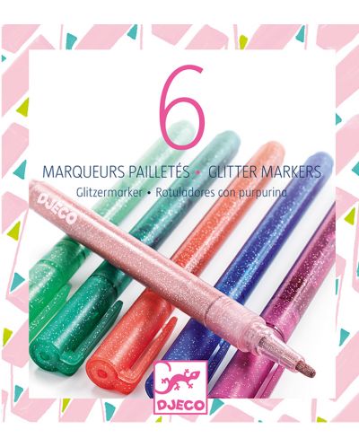 Markere Djeco – Sweet, 6 culori stalucitoare - 1