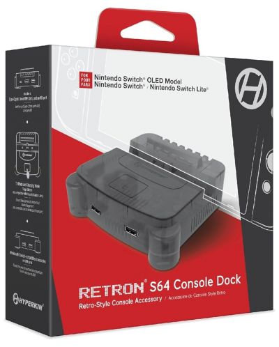 Stație de încărcare de andocare Hyperkin - RetroN S64 Console Dock, gri (Nintendo Switch) - 1