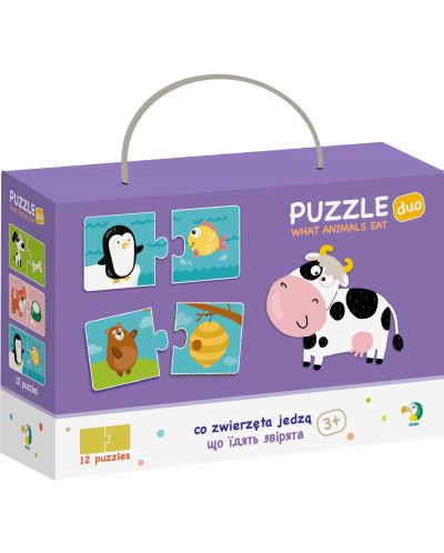 Puzzle educativ pentru copii Dodo Duo - Cu ce se hranesc animalele? - 1