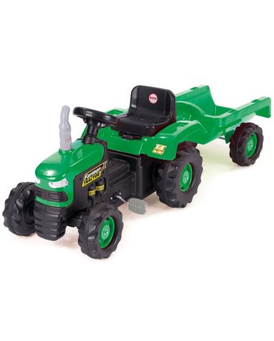 Tractor fara pedale Dolu - Cu remorca, verde - 1