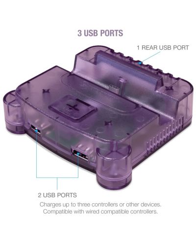 Stație de încărcare de andocare Hyperkin - RetroN S64 Console Dock, violet (Nintendo Switch) - 2