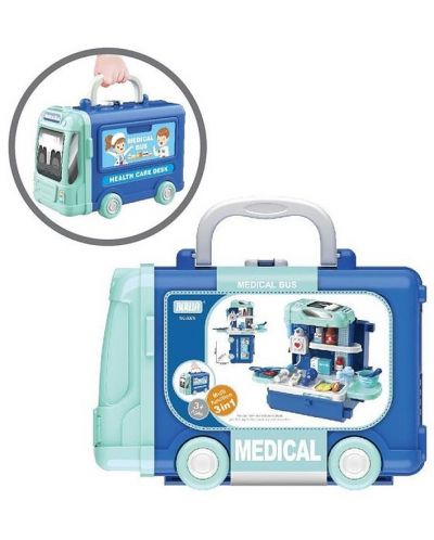 Set doctor 3 în 1 Raya Toys - Camion-valiză, 29 piese - 2