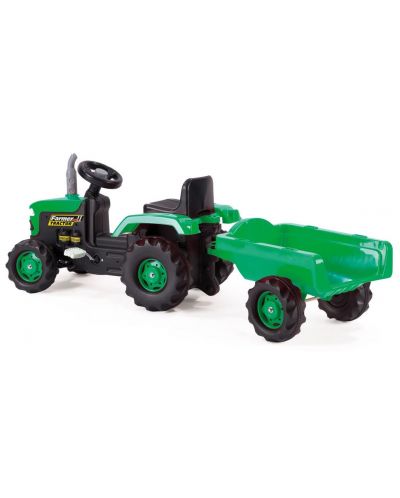 Tractor fara pedale Dolu - Cu remorca, verde - 3