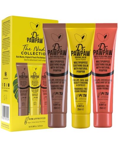 Dr. Pawpaw Set - Balsamuri pentru buze și obrajii, Original, Rich Mocha & Peach Pink, 3 x 25 ml - 1