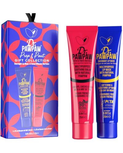 Dr. Pawpaw Set Prep and Pout - Masca de noapte și Balsam pentru buze, Ultimate Red, 2 x 25 ml - 1