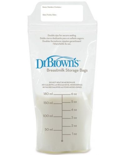 Pungi de lapte matern Dr. Brown's - 25 bucăți, 180 ml - 1