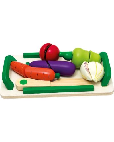 Set de joaca Beluga - Tavita cu legume de taiat, din lemn - 1