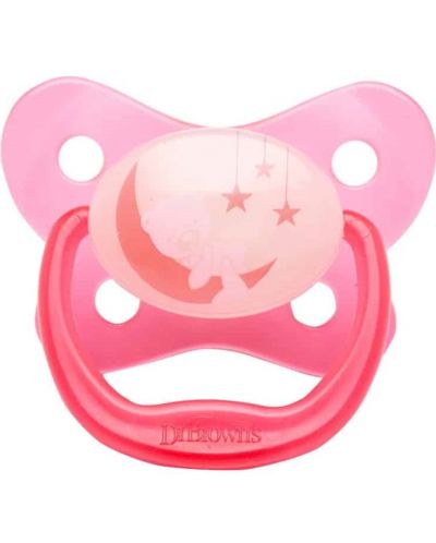 Dr. Brown's Glowing Orthodontic Soother - Pink Moon, 12+luni - 1