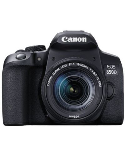 Aparat foto DSLR Canon - EOS 850D + obiectiv EF-S 18-55mm, negru - 1