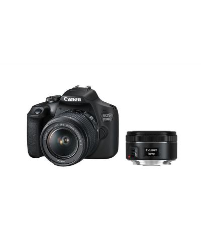 DSLR aparat foto Canon - EOS 2000D, EF-S 18-55mm, EF 50mm, negru - 1