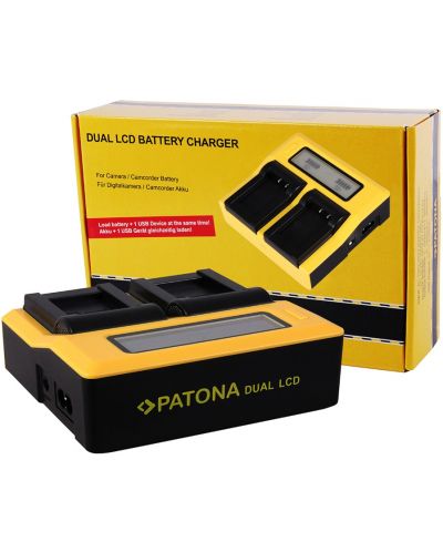 Încărcător dublu Patona - pentru baterie Canon LP-E12, LCD, galben - 2