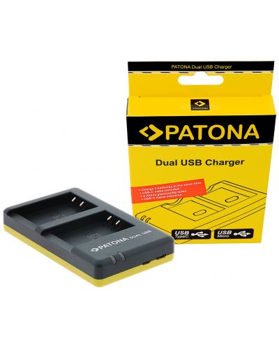 Încărcător dublu Patona - pentru baterie Canon LP-E17, negru/galben - 2