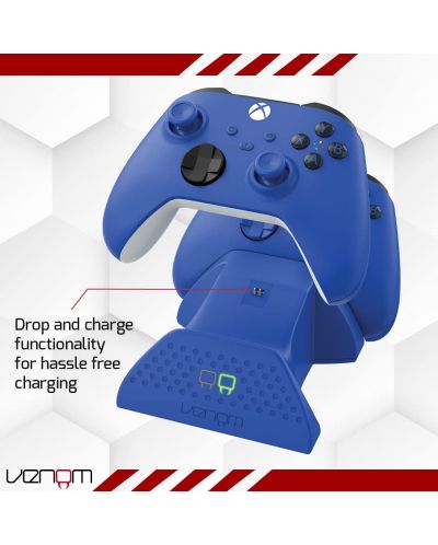 Stație de încărcare și andocare Venom - Twin Charging Dock + 2 batteries, Blue (Xbox One/Series X/S) - 3