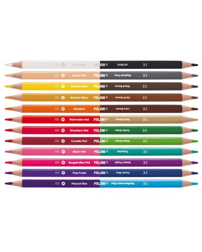Creioane colorate cu 2 varfuri Milan - Triangular Bicolour, 24 culori - 2