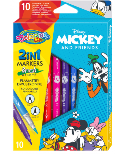 Markere cu 2 varfuri Colorino Disney - Mickey and Friends, 10 culori - 1