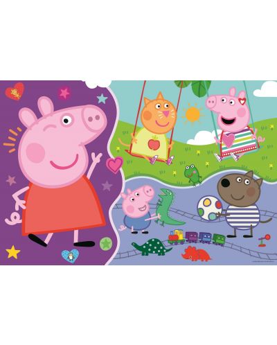 Puzzle cu două fețe Trefl 3 în 1 din 15 piese - Faceți cunoștință cu Peppa Pig - 2