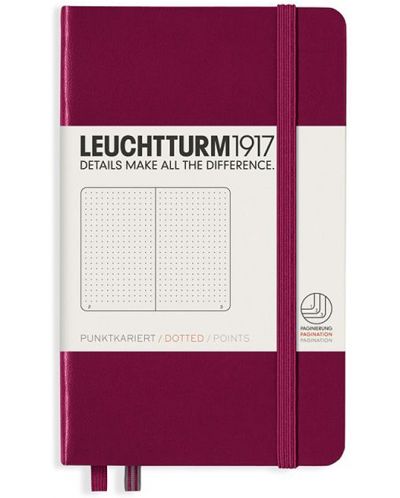 Caiet de buzunar Leuchtturm1917 - A6, pagini punctate, Port Red - 1