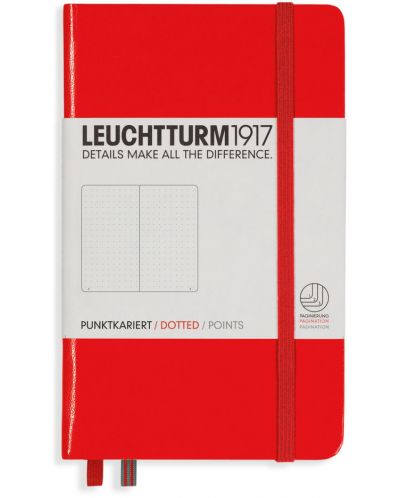 Agenda de buzunar Leuchtturm1917 - A6, pagini punctate, Red - 1