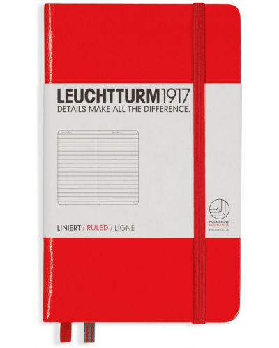 Agenda de buzunar Leuchtturm1917 - A6, pagini liniate, Red - 1