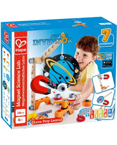 Constructor din lemn Hape Junior Inventor - Laborator de cercetare cu magneti - 1