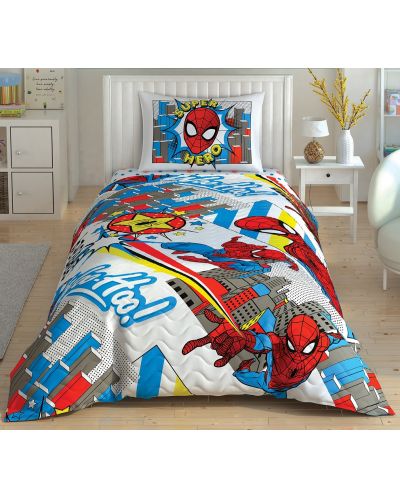 Set lenjerie de pat de o persoană cu pătură TAC Licensed - Spiderman Hero - 1