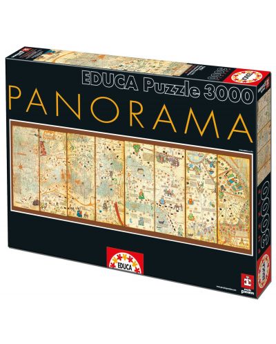 Puzzle panoramic Educa de 3000 piese - Harta medievala, Abraham Cresques - 1