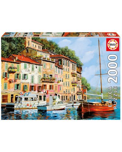 Puzzle Educa de 2000 piese - Barca rosie in Calgata, Guido Borelli - 1