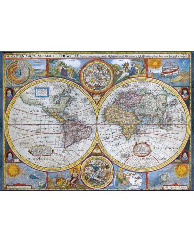 Puzzle Eurographics de 1000 piese – O harta noua si precisa a lumii, John Speed - 2