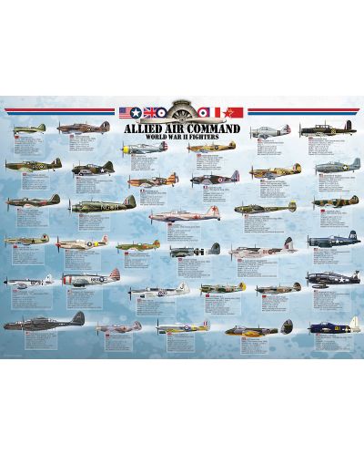 Puzzle Eurographics de 1000 piese – Avioane de vanatoare aliate din Al doilea razboi mondial - 2