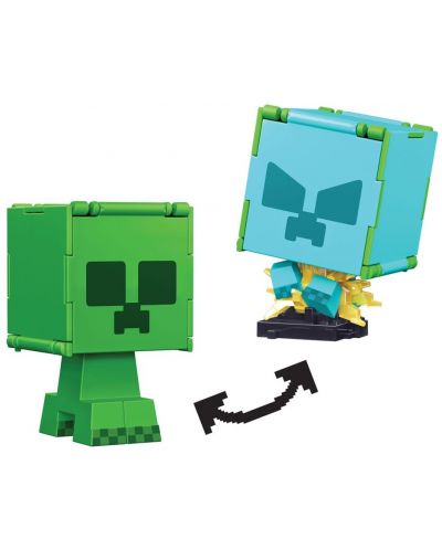 Figurină de acțiune Mattel Games: Minecraft - Creeper & Charged Creeper (Flippin Figs) - 6