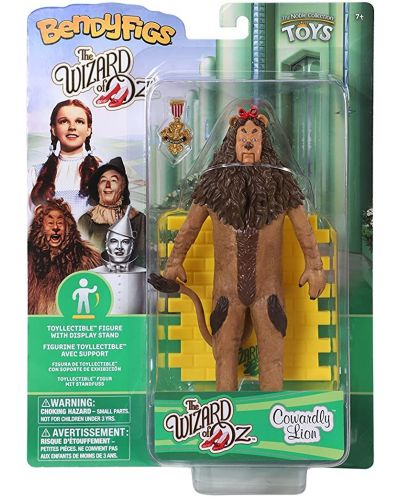 Figurină de acțiune The Noble Collection Movies: The Wizard of Oz - Cowardly Lion (Bendyfigs), 19 cm - 6