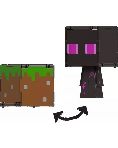 Figurină de acțiune Mattel Games: Minecraft - Enderman & Grass Block (Flippin Figs) - 3