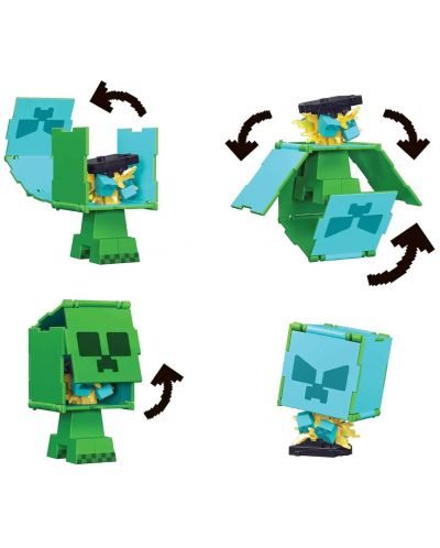 Figurină de acțiune Mattel Games: Minecraft - Creeper & Charged Creeper (Flippin Figs) - 3