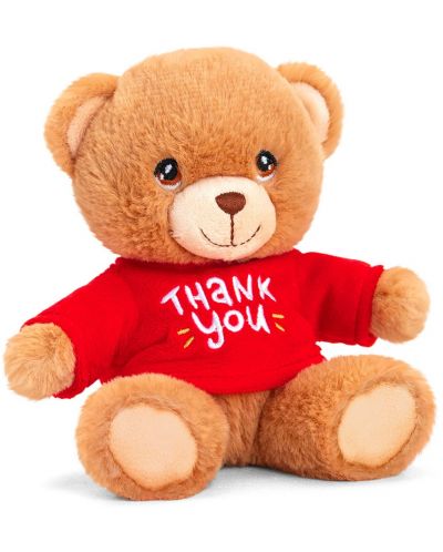Keel Toys Keeleco - Ursuleț de pluș cu tricou roșu Thank you, 15 cm - 1