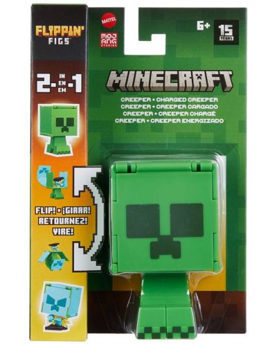 Figurină de acțiune Mattel Games: Minecraft - Creeper & Charged Creeper (Flippin Figs) - 8