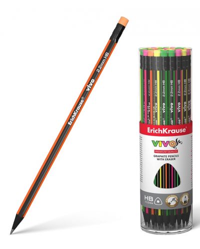 Creion grafit Erich Krause - Vivo, cu guma de sters, asortiment - 1