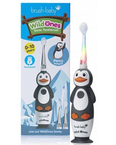 Periuţă de dinţi electrică Brush Baby - Wild Ones, Pinguin - 5