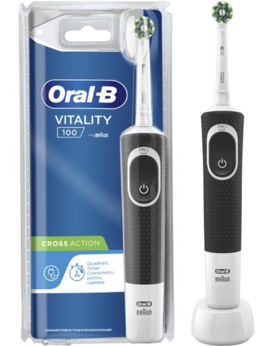 Periuță de dinți electrică Oral-B - Vitality 100 Cross Action, negru - 1