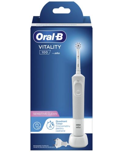 Periuță de dinți electrică Oral-B - Vitality 100 Sensi Ultra Box, albă - 3
