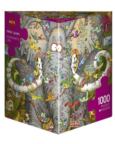 Puzzle Heye de 1000 piese - Viata elefantului, Marino Degano - 1