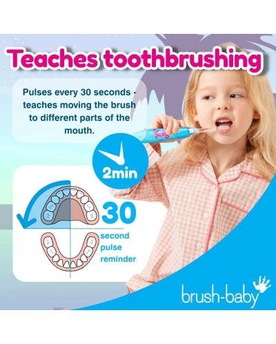 Periuță de dinți electrică Brush Baby - Kidzsonic, Flamingo, cu baterii și 2 capete - 4