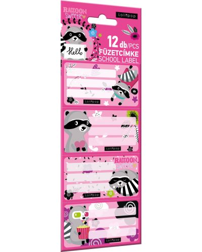 Etichete Lizzy Card - Lollipop Raccoon, 12 buc. - 1